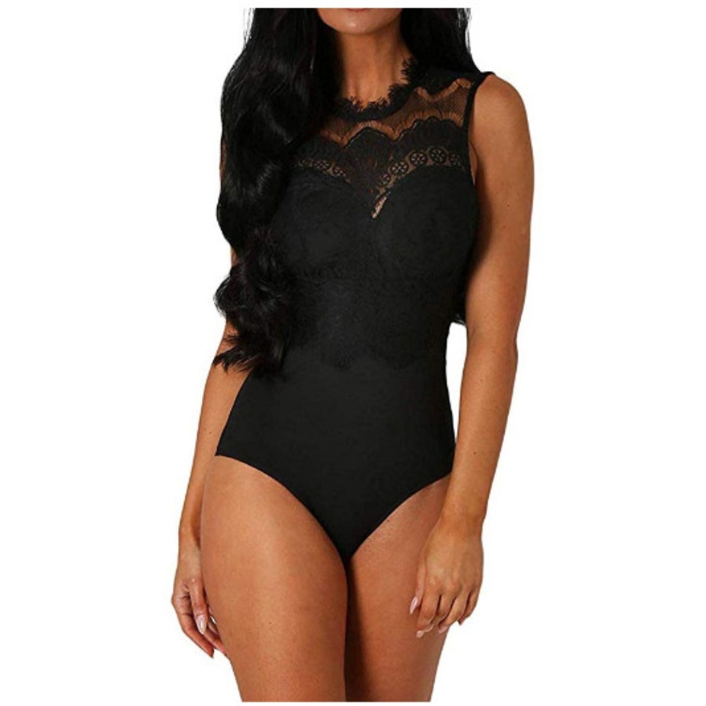 Sexy Floral Sheer Lace Sleeveless Bodysuit